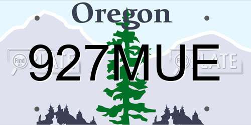 927MUE Oregon License Plate