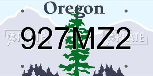 927MZ2 Oregon License Plate