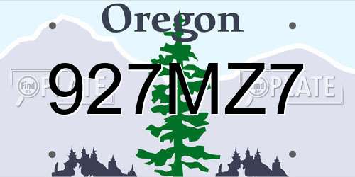 927MZ7 Oregon License Plate