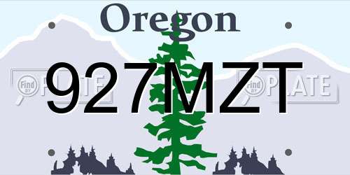 927MZT Oregon License Plate