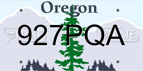 927PQA Oregon License Plate