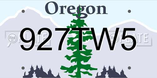 927TW5 Oregon License Plate