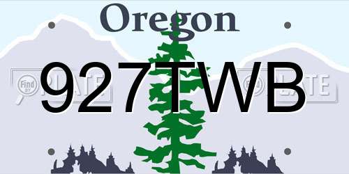 927TWB Oregon License Plate