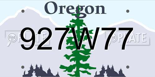 927W77 Oregon License Plate