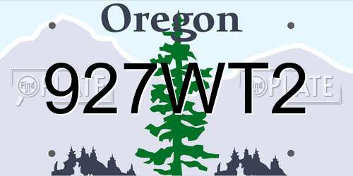 927WT2 Oregon License Plate