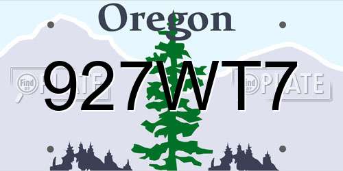 927WT7 Oregon License Plate