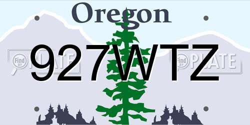 927WTZ Oregon License Plate