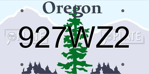 927WZ2 Oregon License Plate