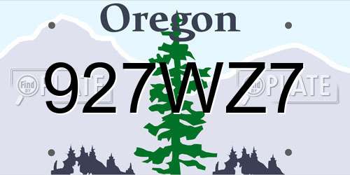 927WZ7 Oregon License Plate