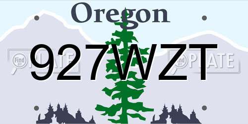 927WZT Oregon License Plate
