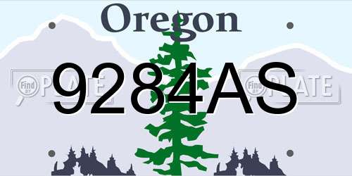 9284AS Oregon License Plate