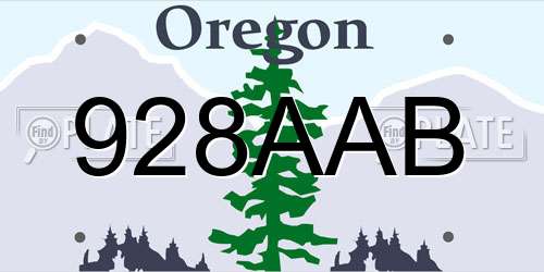928AAB Oregon License Plate