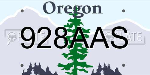 928AAS Oregon License Plate