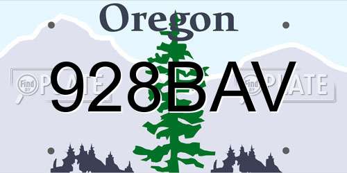 928BAV Oregon License Plate