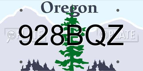928BQZ Oregon License Plate