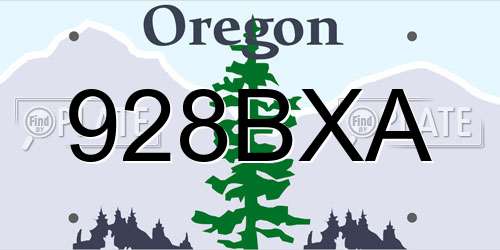 928BXA Oregon License Plate
