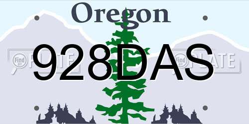 928DAS Oregon License Plate