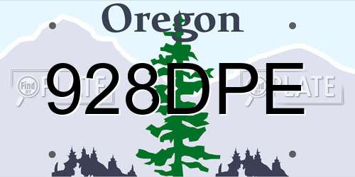 928DPE Oregon License Plate