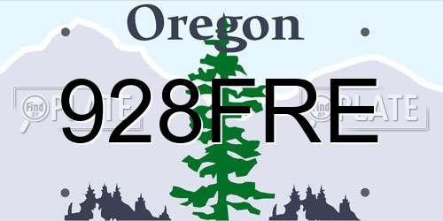 928FRE Oregon License Plate