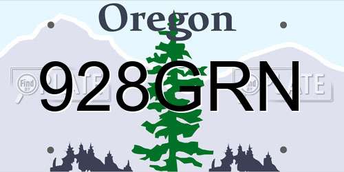928GRN Oregon License Plate