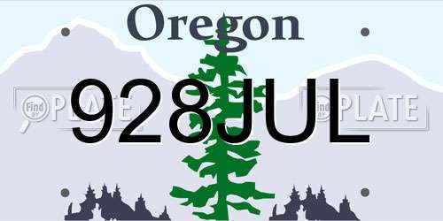 928JUL Oregon License Plate