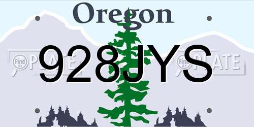 928JYS Oregon License Plate