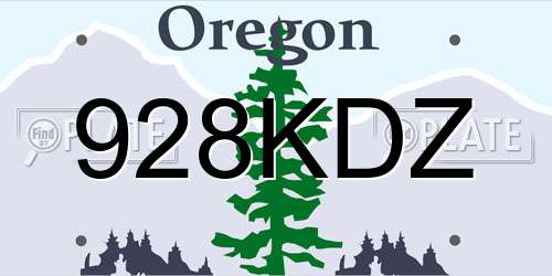 928KDZ Oregon License Plate