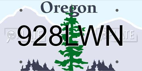 928LWN Oregon License Plate