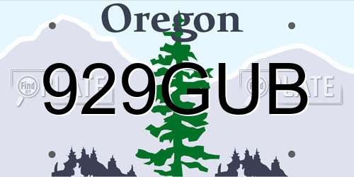 929GUB Oregon License Plate