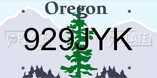 929JYK Oregon License Plate