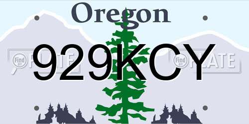 929KCY Oregon License Plate