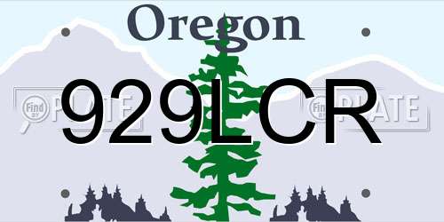 929LCR Oregon License Plate