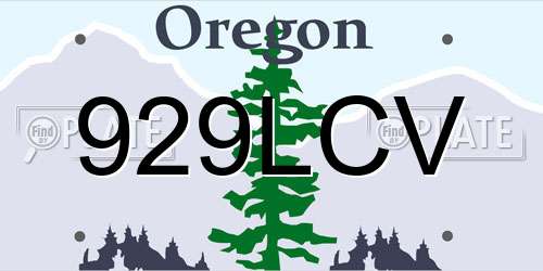 929LCV Oregon License Plate