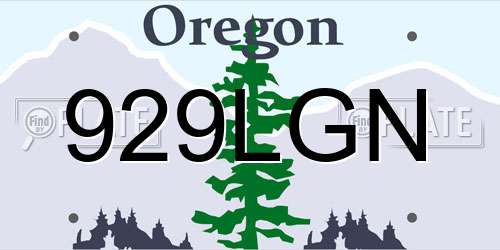 929LGN Oregon License Plate