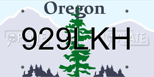 929LKH Oregon License Plate