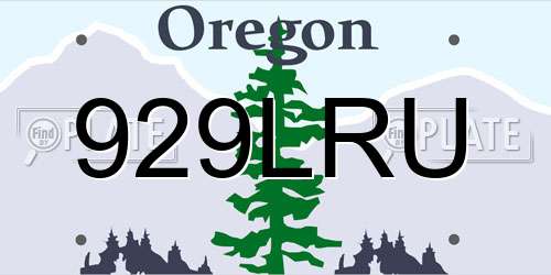 929LRU Oregon License Plate