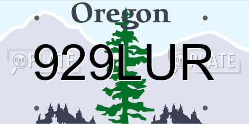929LUR Oregon License Plate