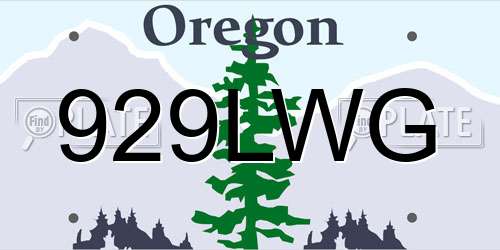 929LWG Oregon License Plate