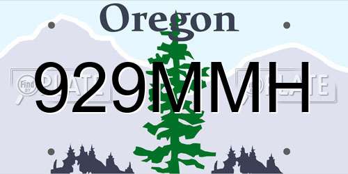 929MMH Oregon License Plate
