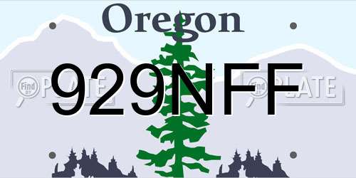 929NFF Oregon License Plate