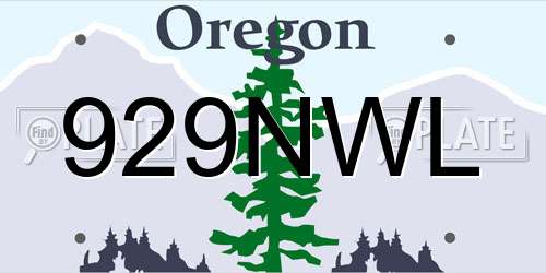 929NWL Oregon License Plate