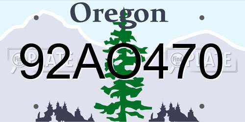 92AO470 Oregon License Plate