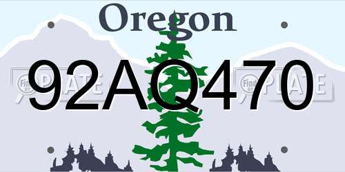 92AQ470 Oregon License Plate