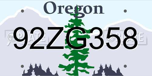 92ZG358 Oregon License Plate