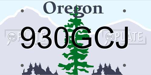 930GCJ Oregon License Plate