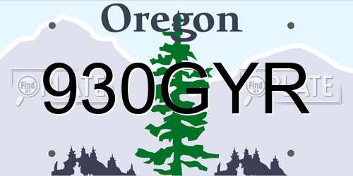 930GYR Oregon License Plate