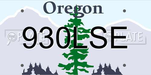 930LSE Oregon License Plate