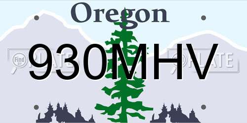 930MHV Oregon License Plate