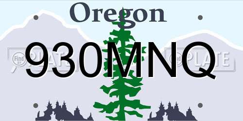 930MNQ Oregon License Plate