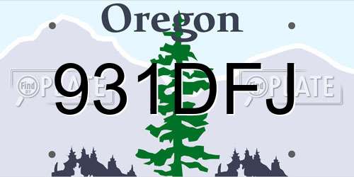 931DFJ Oregon License Plate
